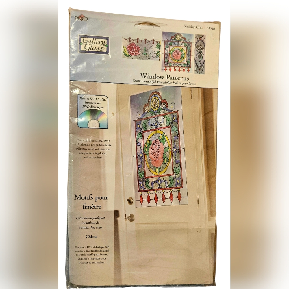 New Plaid Gallery Glass Window Patterns kit in the "Shabby Chic" design 16382